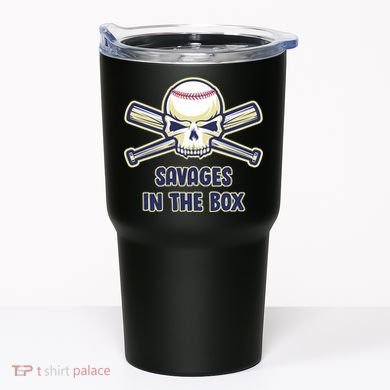 Baseball Skull Savages In The Box Tumbler