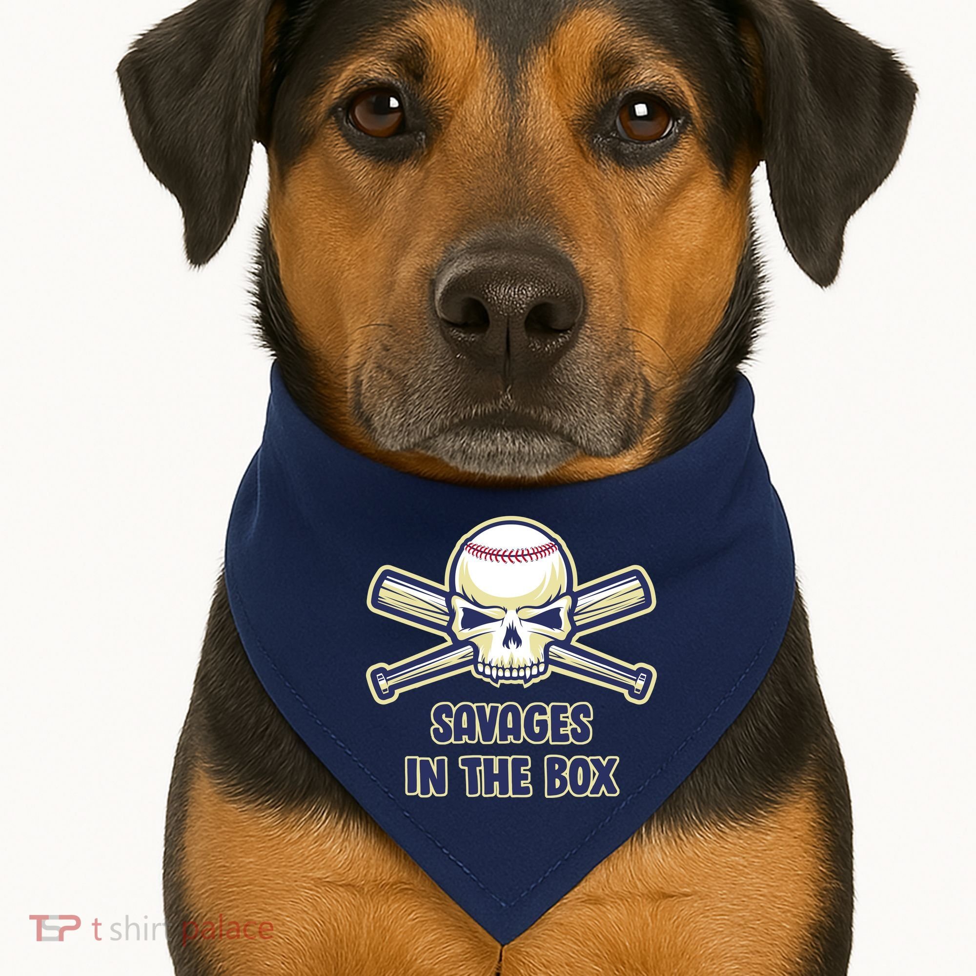 Baseball Skull Savages In The Box USA-Made Doggie Bandana