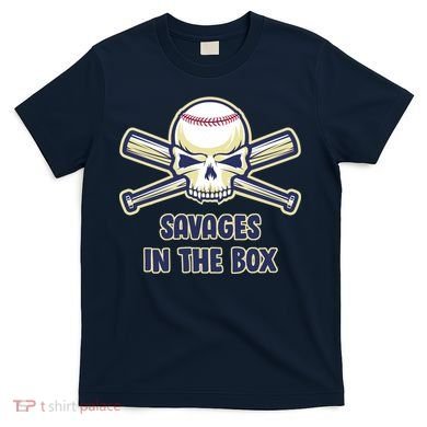 Baseball Skull Savages In The Box T-Shirt