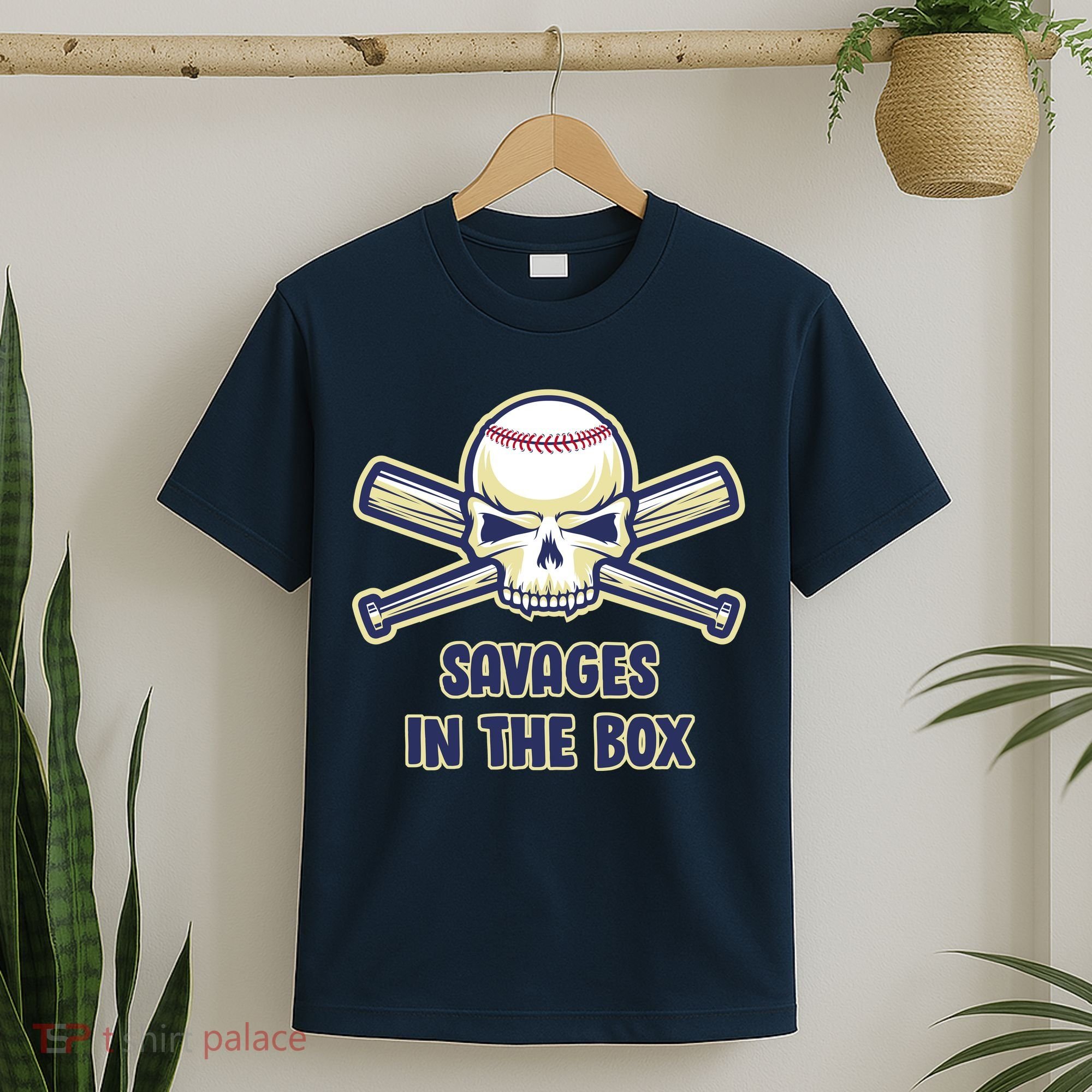 Baseball Skull Savages In The Box T-Shirt