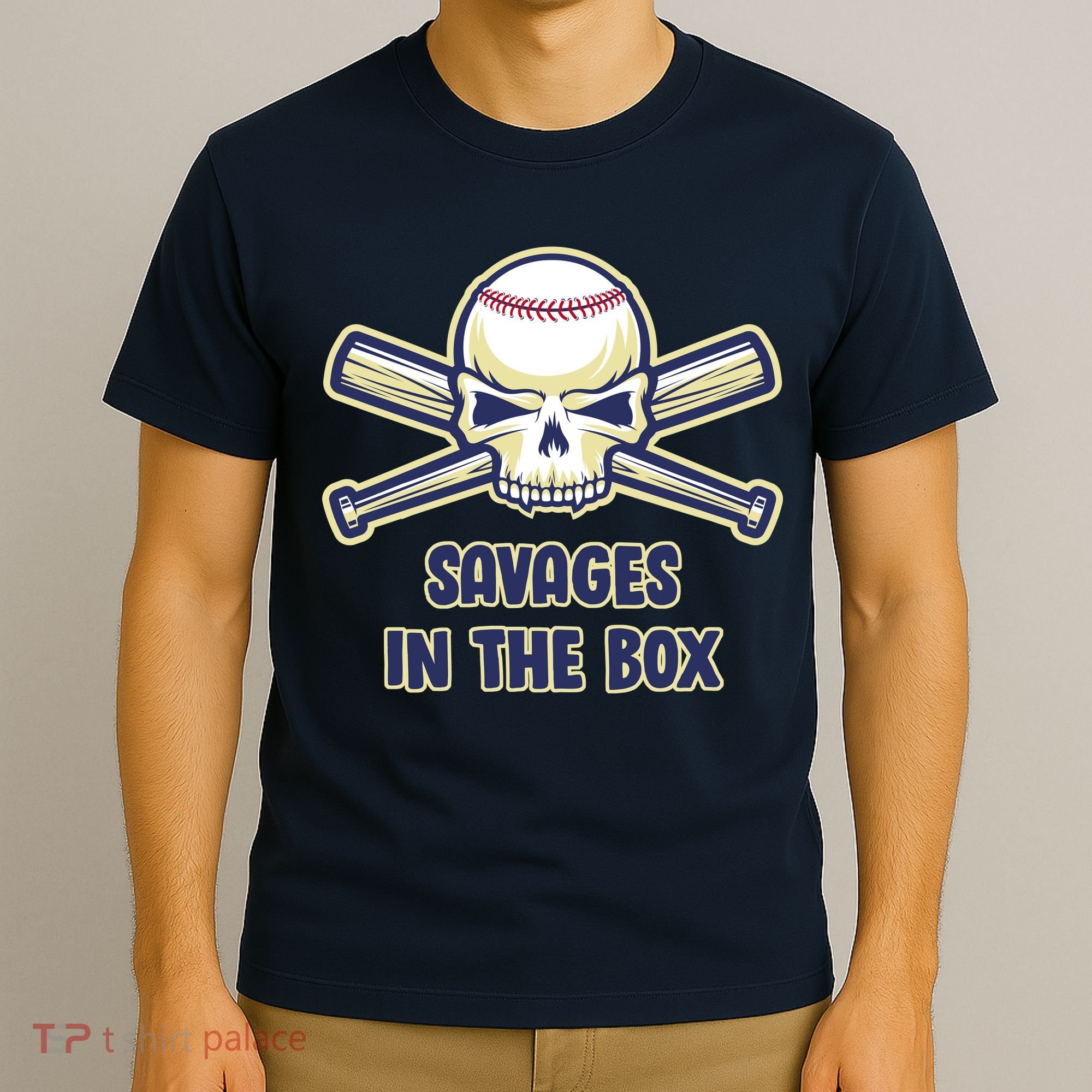 Baseball Skull Savages In The Box T-Shirt