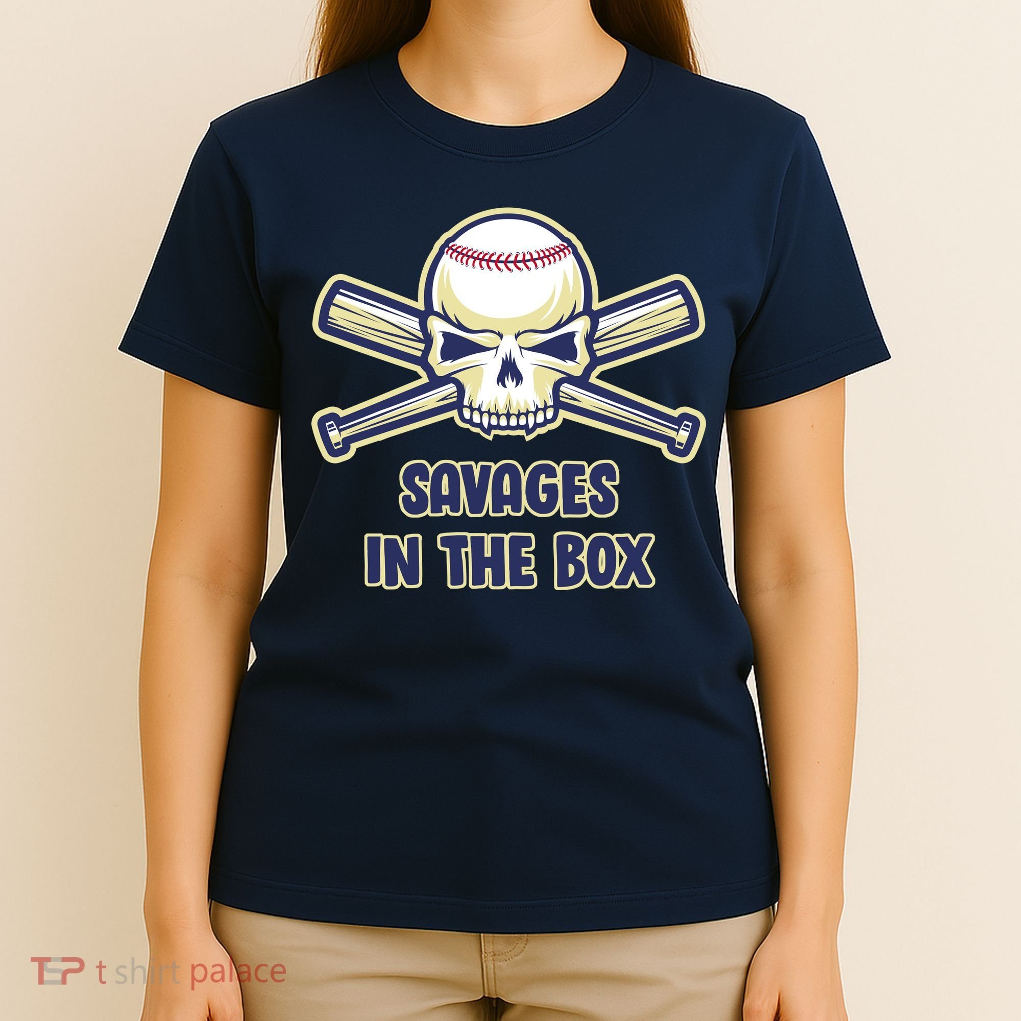 Baseball Skull Savages In The Box T-Shirt