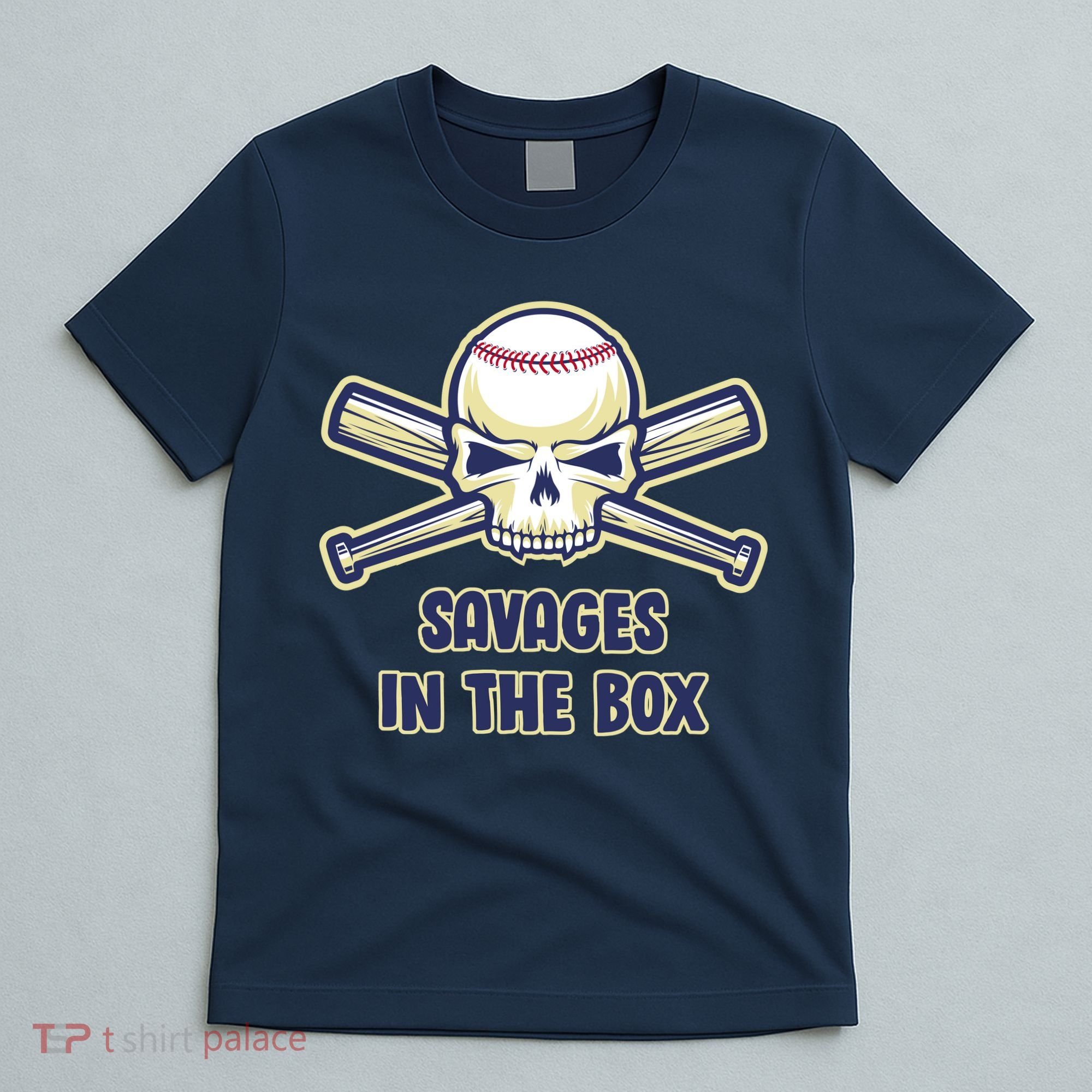 Baseball Skull Savages In The Box T-Shirt