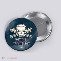 Baseball Skull Savages In The Box Button thumb 0