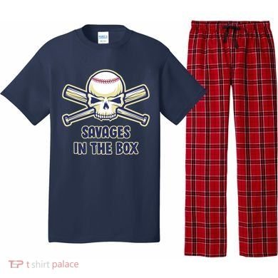 Baseball Skull Savages In The Box Pajama Set