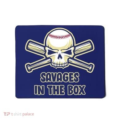 Baseball Skull Savages In The Box Mousepad