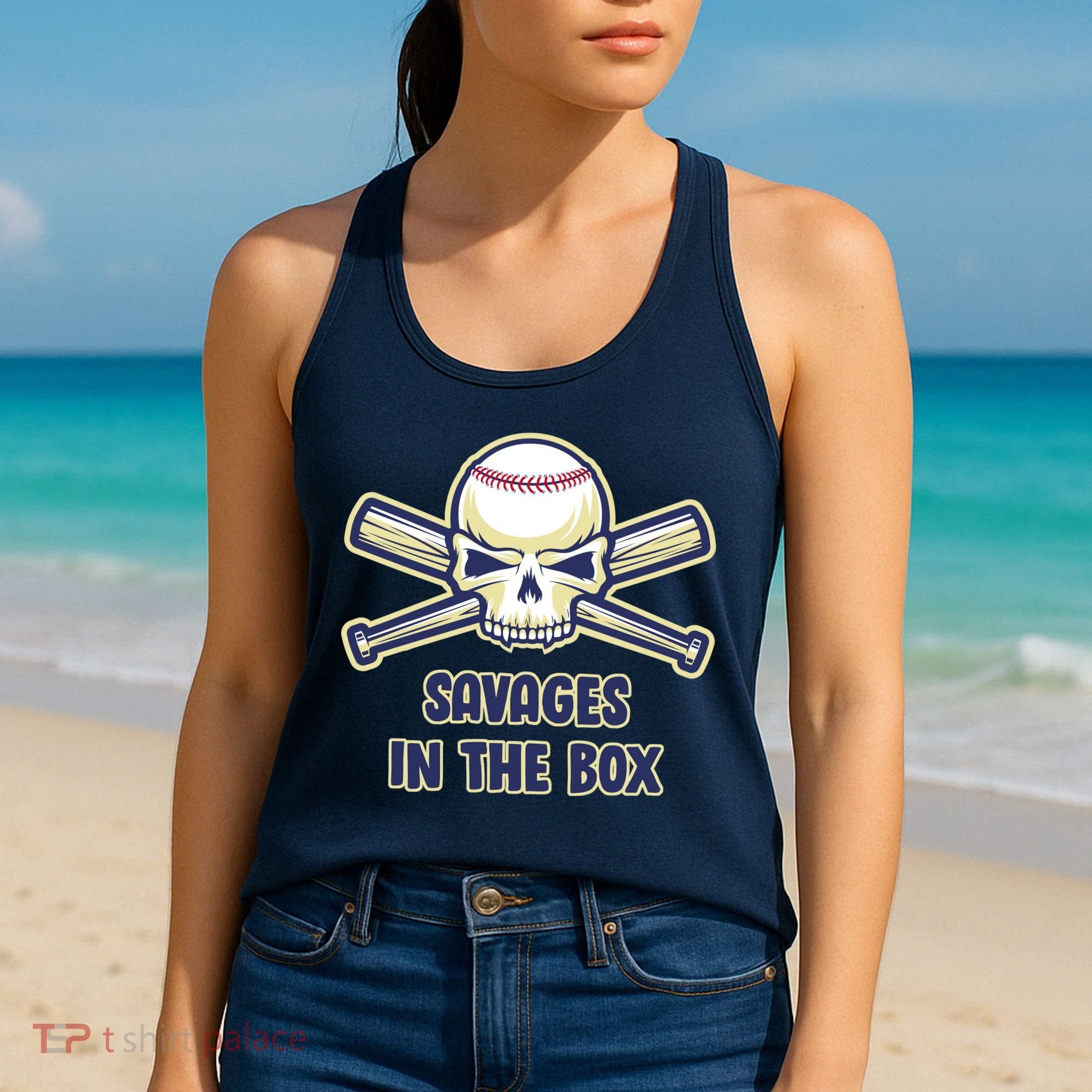Baseball Skull Savages In The Box Women's Tank Top