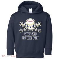 Baseball Skull Savages In The Box Toddler Hoodie thumb 0