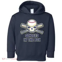 Baseball Skull Savages In The Box Toddler Hoodie thumb 0