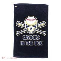 Baseball Skull Savages In The Box Golf Towel thumb 0