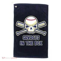 Baseball Skull Savages In The Box Golf Towel thumb 0
