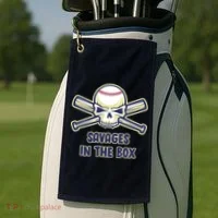 Baseball Skull Savages In The Box Golf Towel thumb 2