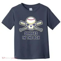Baseball Skull Savages In The Box Toddler T-Shirt thumb 0
