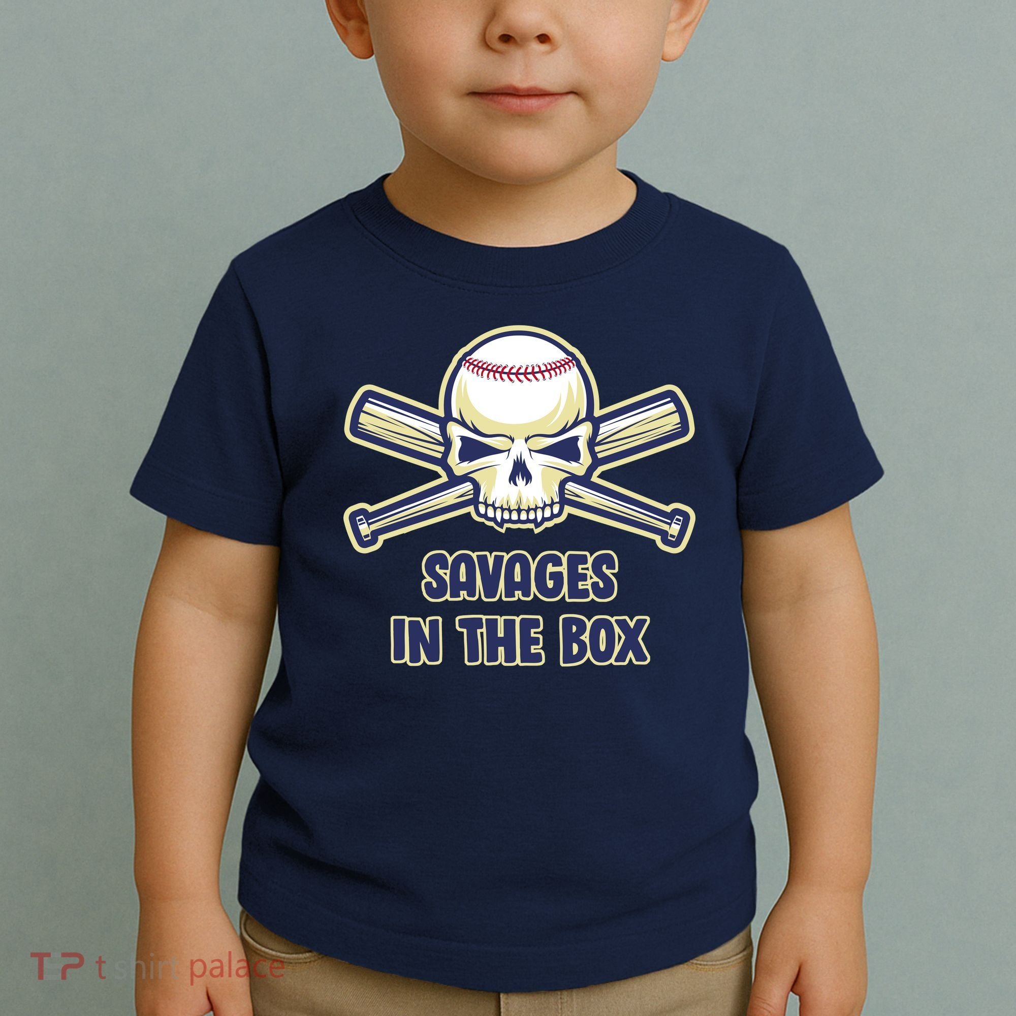 Baseball Skull Savages In The Box Toddler T-Shirt