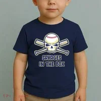 Baseball Skull Savages In The Box Toddler T-Shirt thumb 2