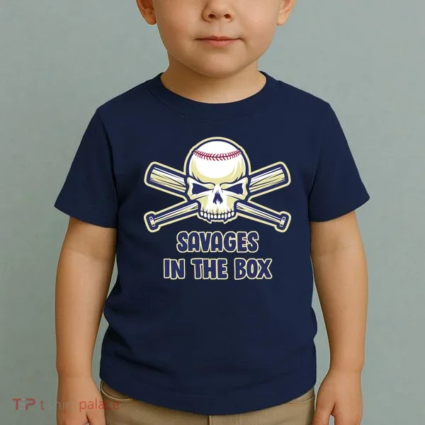 Baseball Skull Savages In The Box Toddler T-Shirt