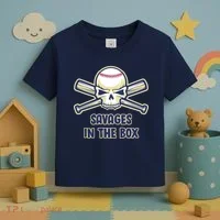 Baseball Skull Savages In The Box Toddler T-Shirt thumb 3