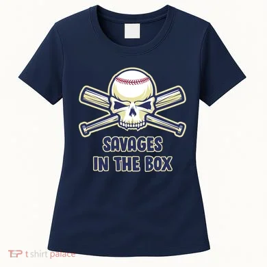 Baseball Skull Savages In The Box Women's T-Shirt