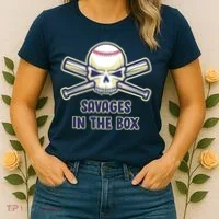 Baseball Skull Savages In The Box Women's T-Shirt thumb 2