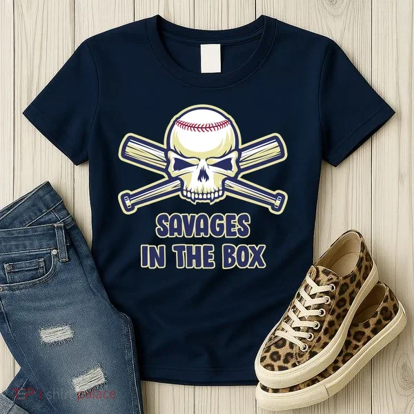 Baseball Skull Savages In The Box Women's T-Shirt