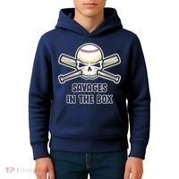 Baseball Skull Savages In The Box Kids Hoodie thumb 4