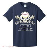 Baseball Skull Savages In The Box Kids T-Shirt thumb 0