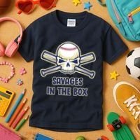 Baseball Skull Savages In The Box Kids T-Shirt thumb 3