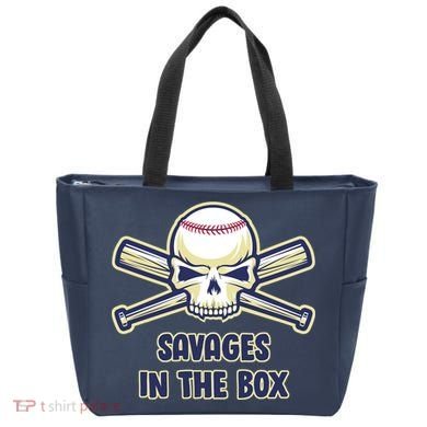 Baseball Skull Savages In The Box Tote Bag