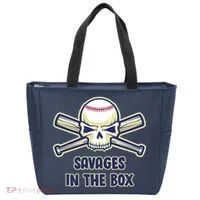 Baseball Skull Savages In The Box Tote Bag thumb 0