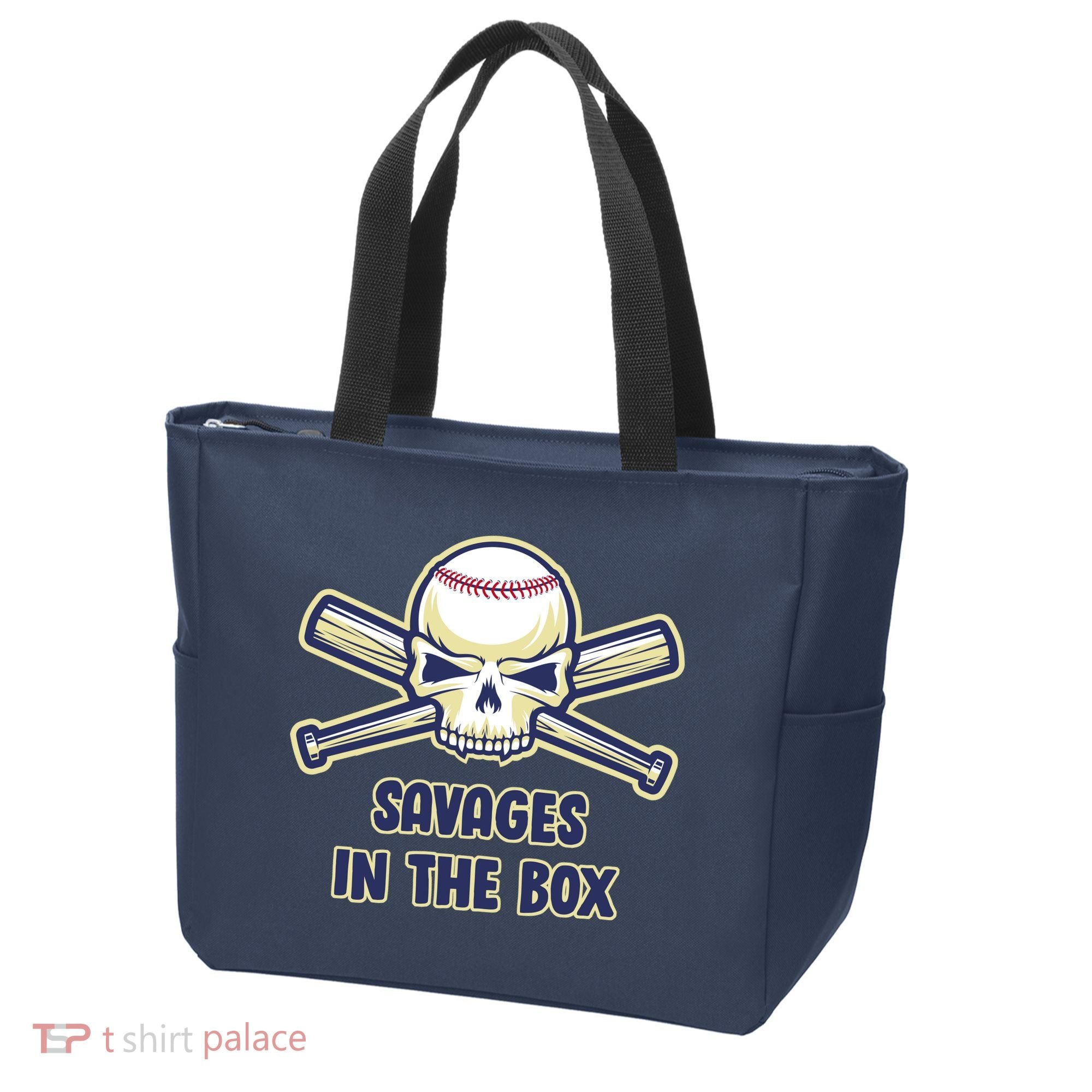 Baseball Skull Savages In The Box Tote Bag