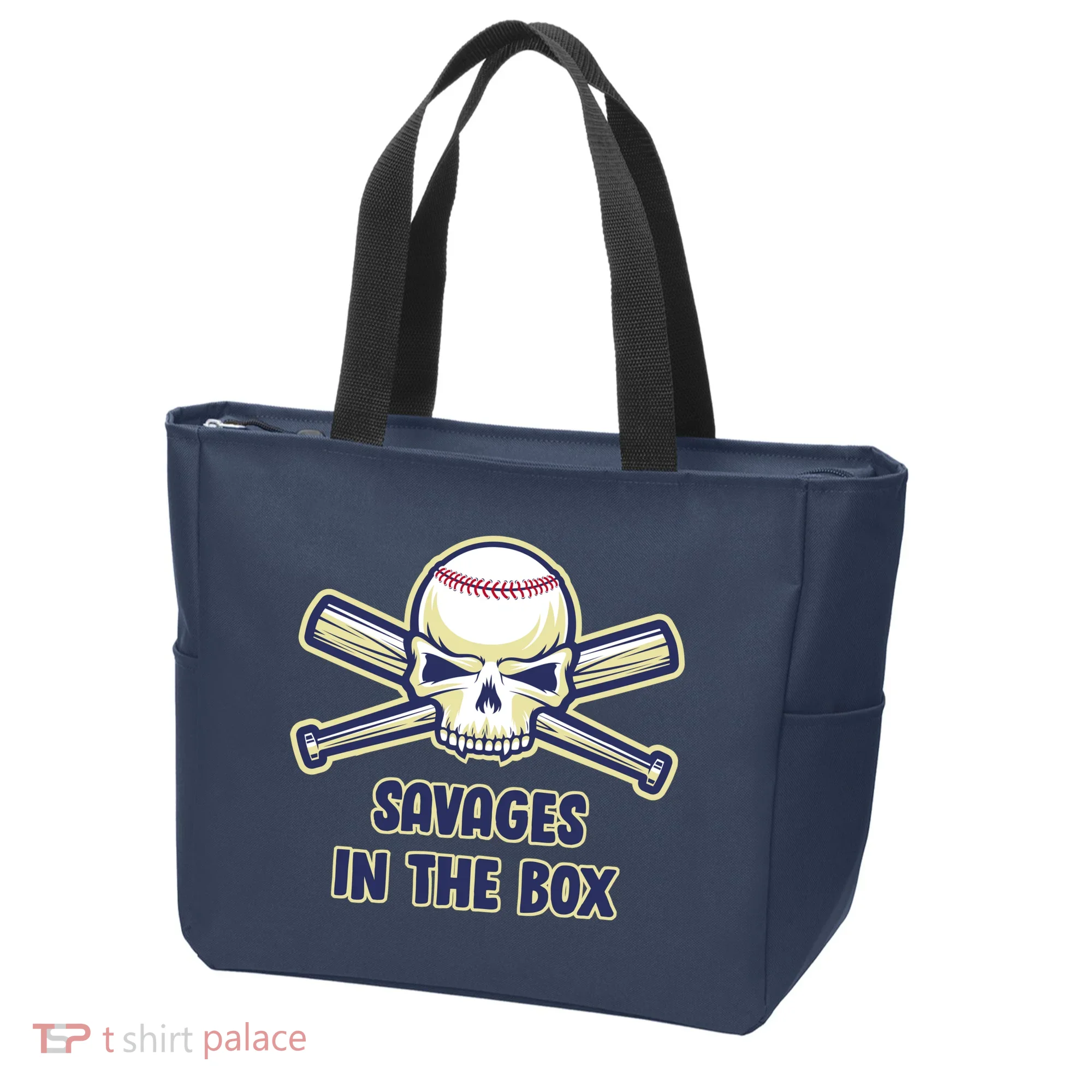 Baseball Skull Savages In The Box Tote Bag