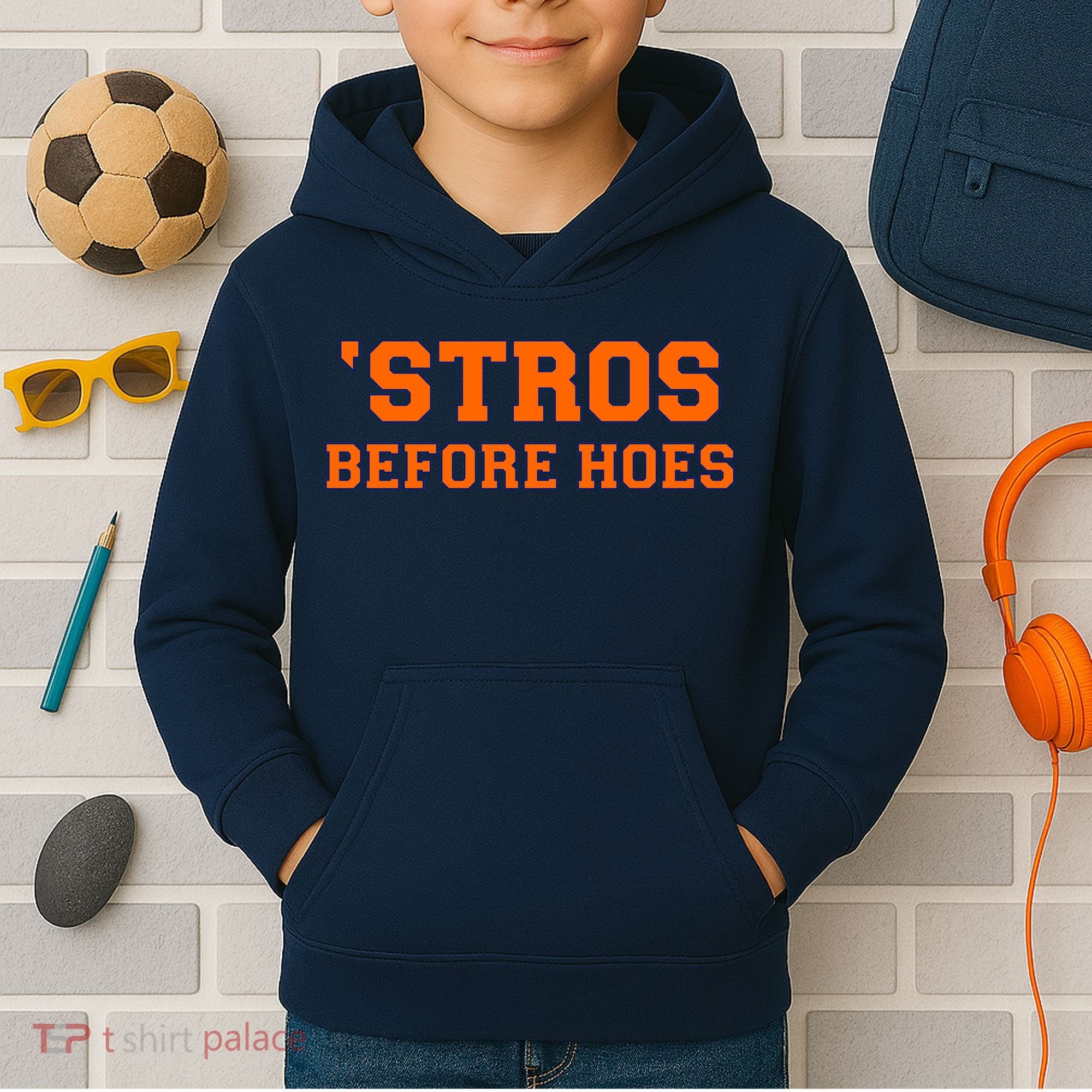 Baseball 'Stros Before Hoes Houston Kids Hoodie