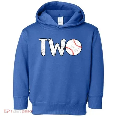 Baseball Two Years Old 2nd Birthday Toddler Hoodie