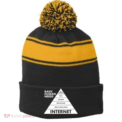 Basic Human Needs Pyramid  Stripe Pom Pom Beanie