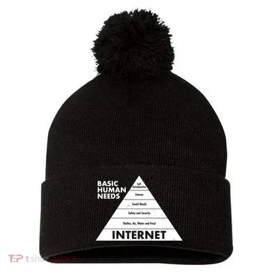 Basic Human Needs Pyramid  Pom Pom 12in Knit Beanie