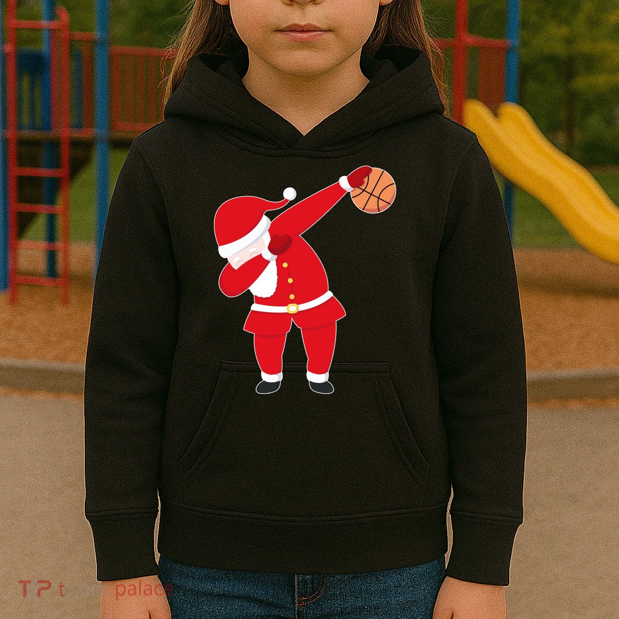 Basketball Dabbing Santa Kids Hoodie
