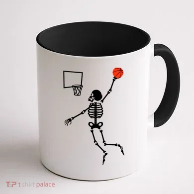 Basketball Dunking Skeleton Coffee Mug back