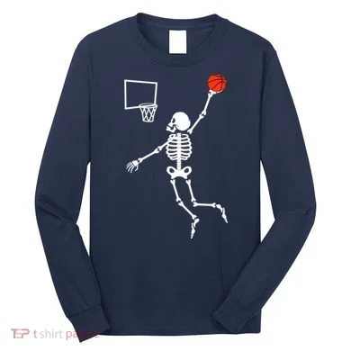 Basketball Dunking Skeleton Long Sleeve Shirt