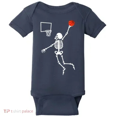 Basketball Dunking Skeleton Baby Bodysuit