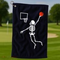 Basketball Dunking Skeleton Golf Towel thumb 1
