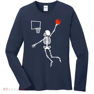 Basketball Dunking Skeleton Women's Long Sleeve Shirt