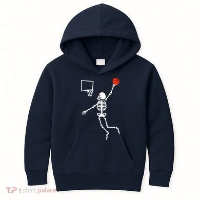 Basketball Dunking Skeleton Kids Hoodie