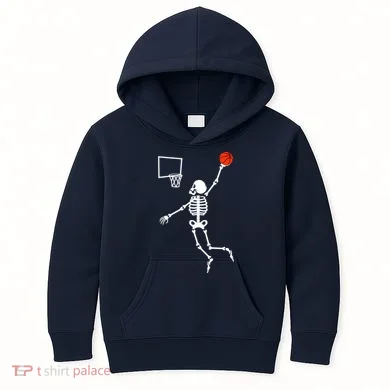 Basketball Dunking Skeleton Kids Hoodie