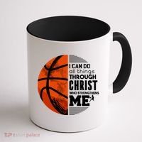 Basketball Faith All Things Through Christ Coffee Mug thumb 1