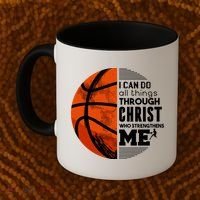 Basketball Faith All Things Through Christ Coffee Mug thumb 2