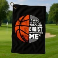 Basketball Faith All Things Through Christ Golf Towel thumb 1