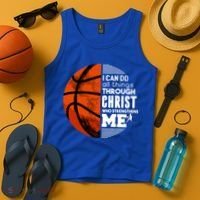 Basketball Faith All Things Through Christ Tank Top thumb 4