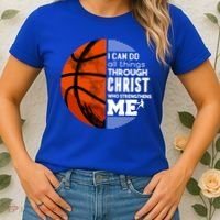 Basketball Faith All Things Through Christ Women's T-Shirt thumb 2