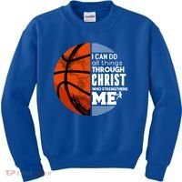 Basketball Faith All Things Through Christ Kids Sweatshirt thumb 0