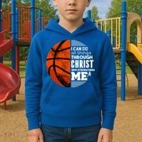 Basketball Faith All Things Through Christ Kids Hoodie thumb 2